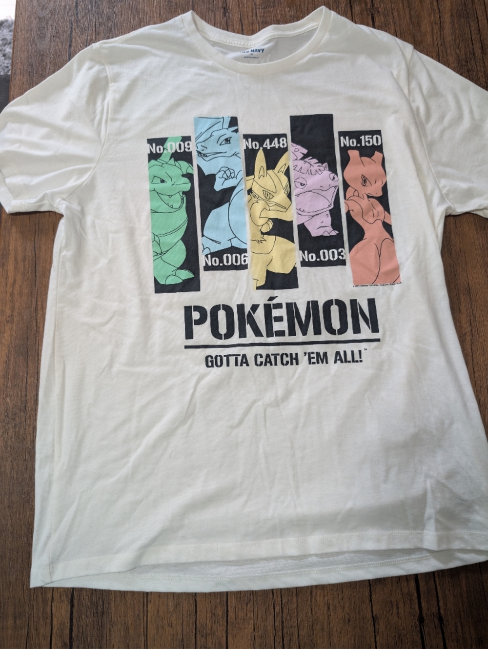 Pokemon Graphic Old Navy White Tee with Navy Logo. Size XL
